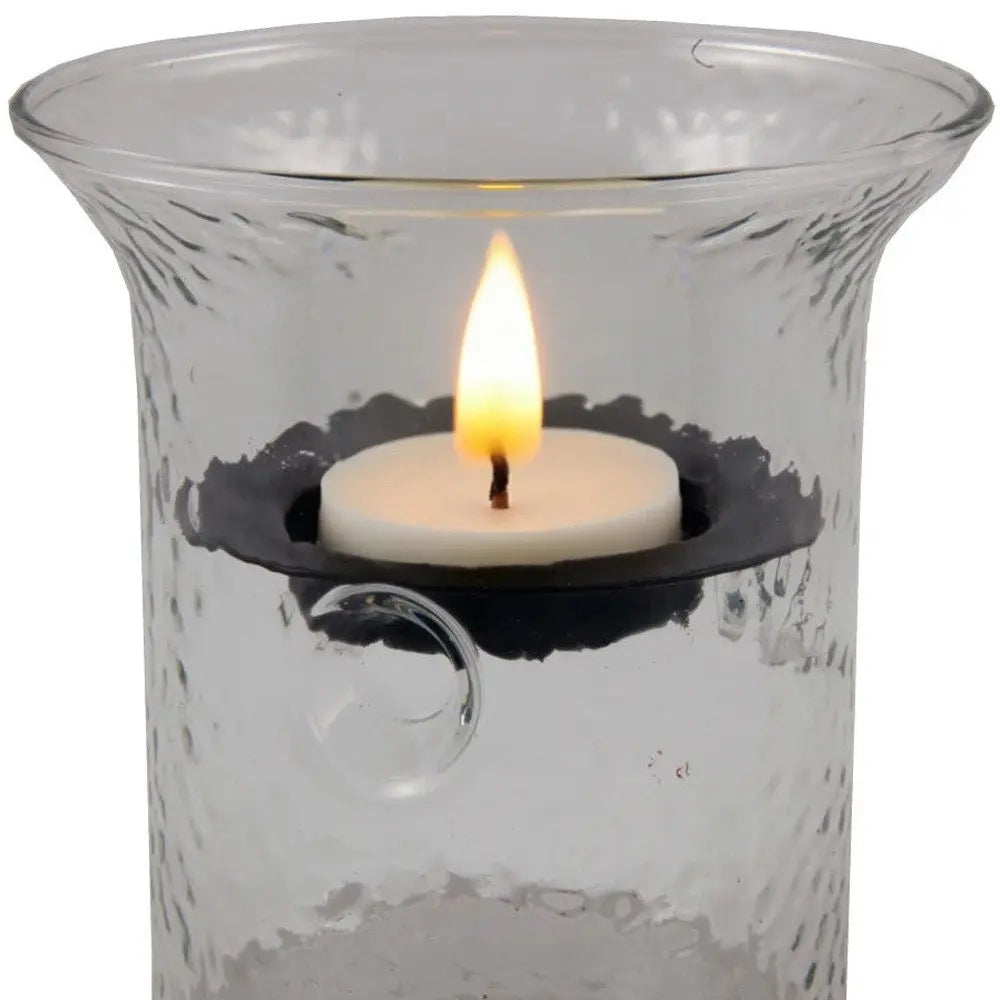 4" Clear Glass Tabletop Hurricane Candle Holder With Candle HomeRoots