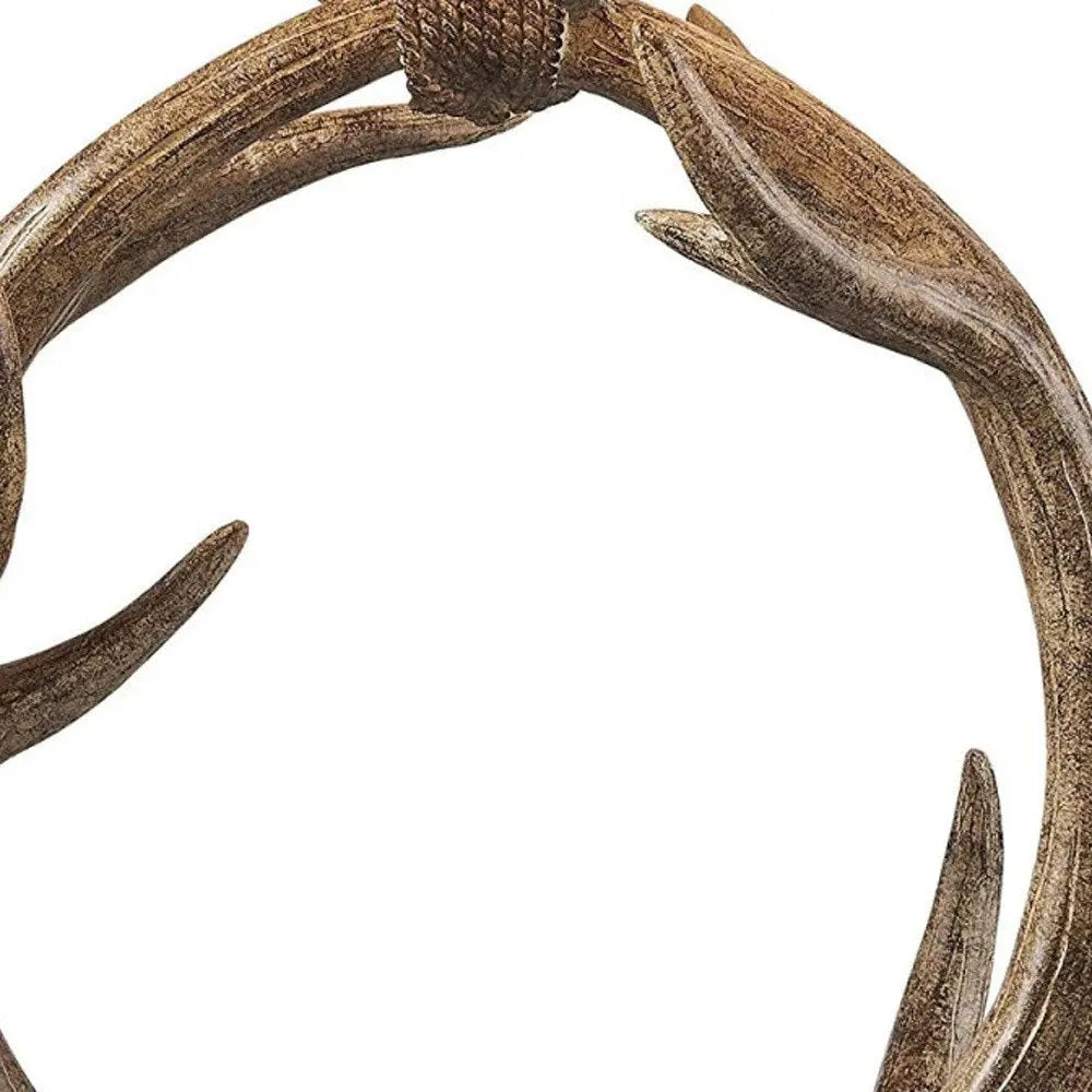 27" Brown Rustic Faux Antlers Table Lamp With White Drum Shade HomeRoots