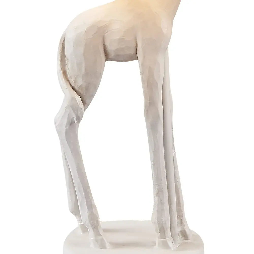 17" White Textured Giraffe Table Lamp With White Drum Shade HomeRoots