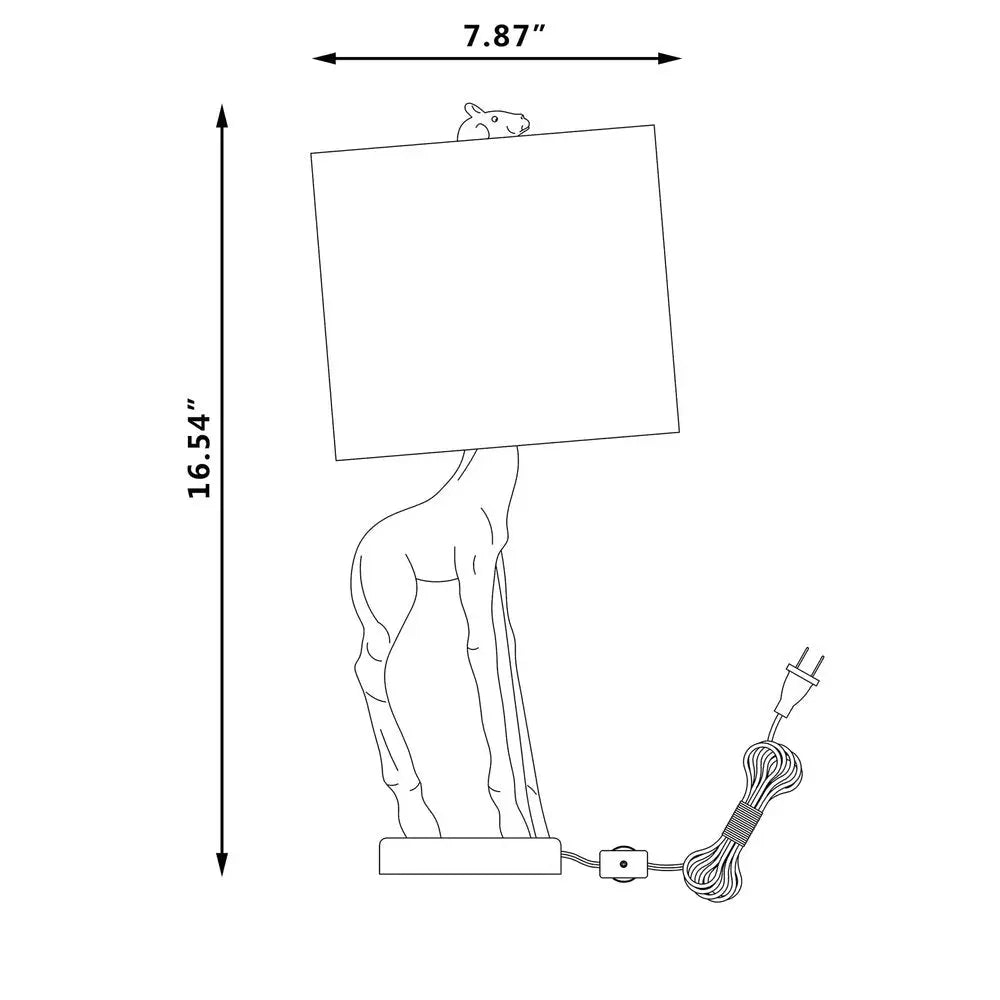17" White Textured Giraffe Table Lamp With White Drum Shade HomeRoots