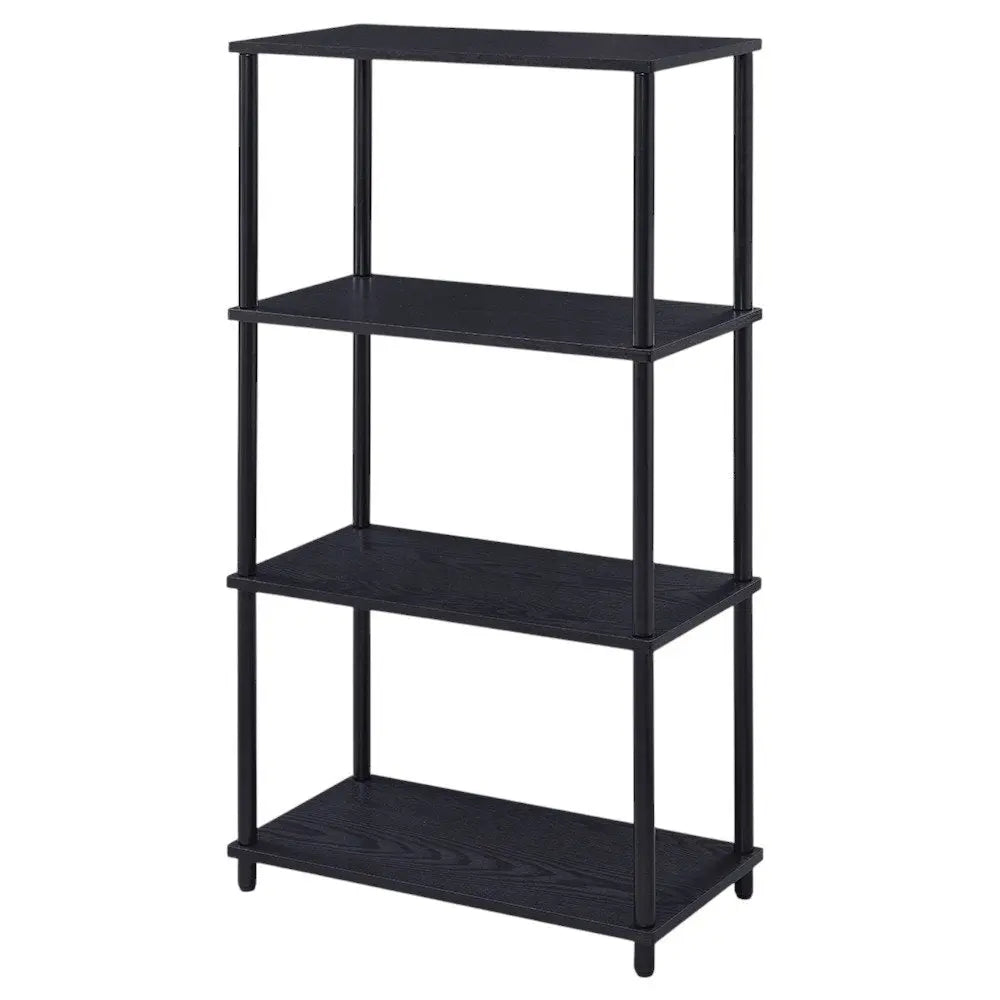 44" Black Metal and Wood Four Tier Etagere Bookcase HomeRoots