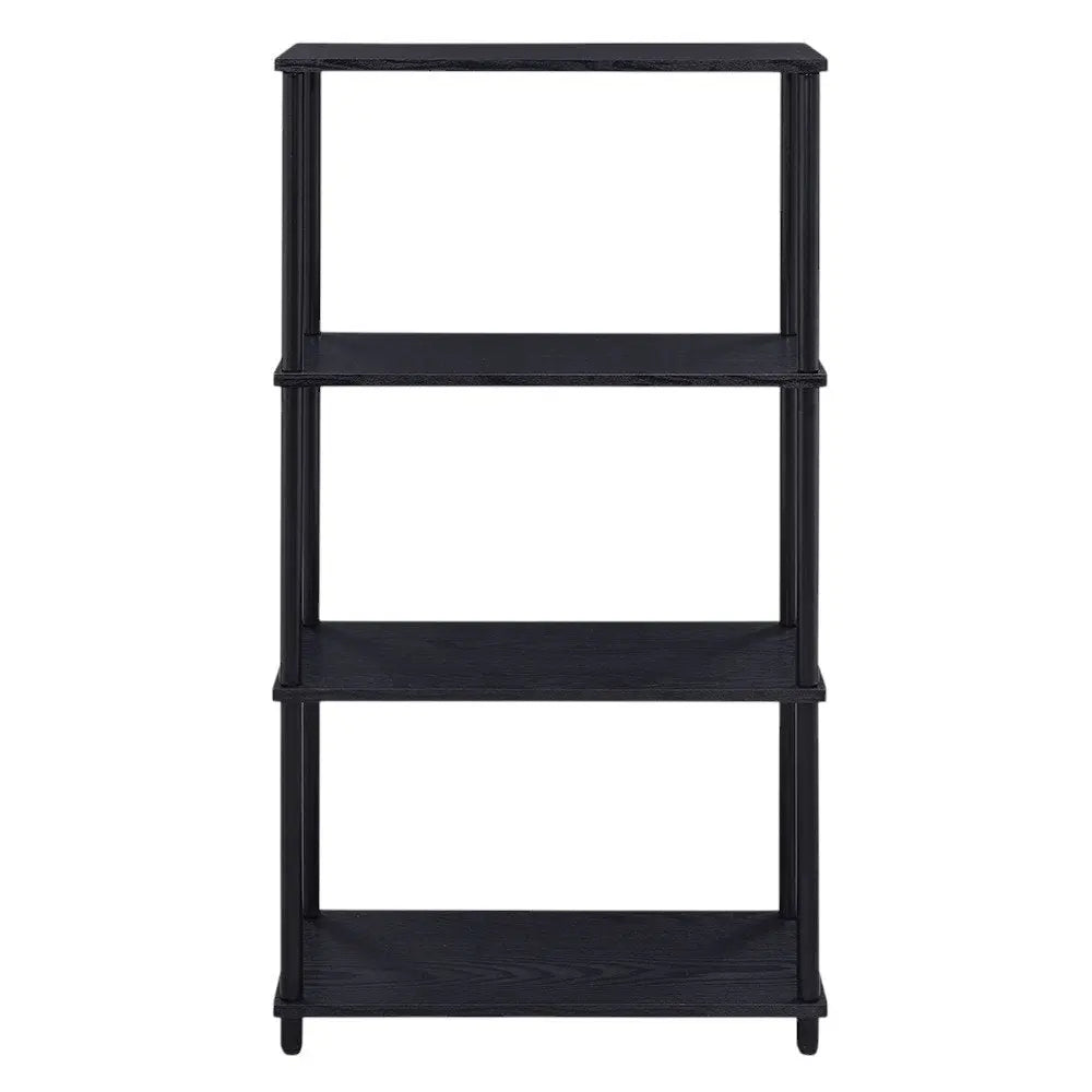 44" Black Metal and Wood Four Tier Etagere Bookcase HomeRoots