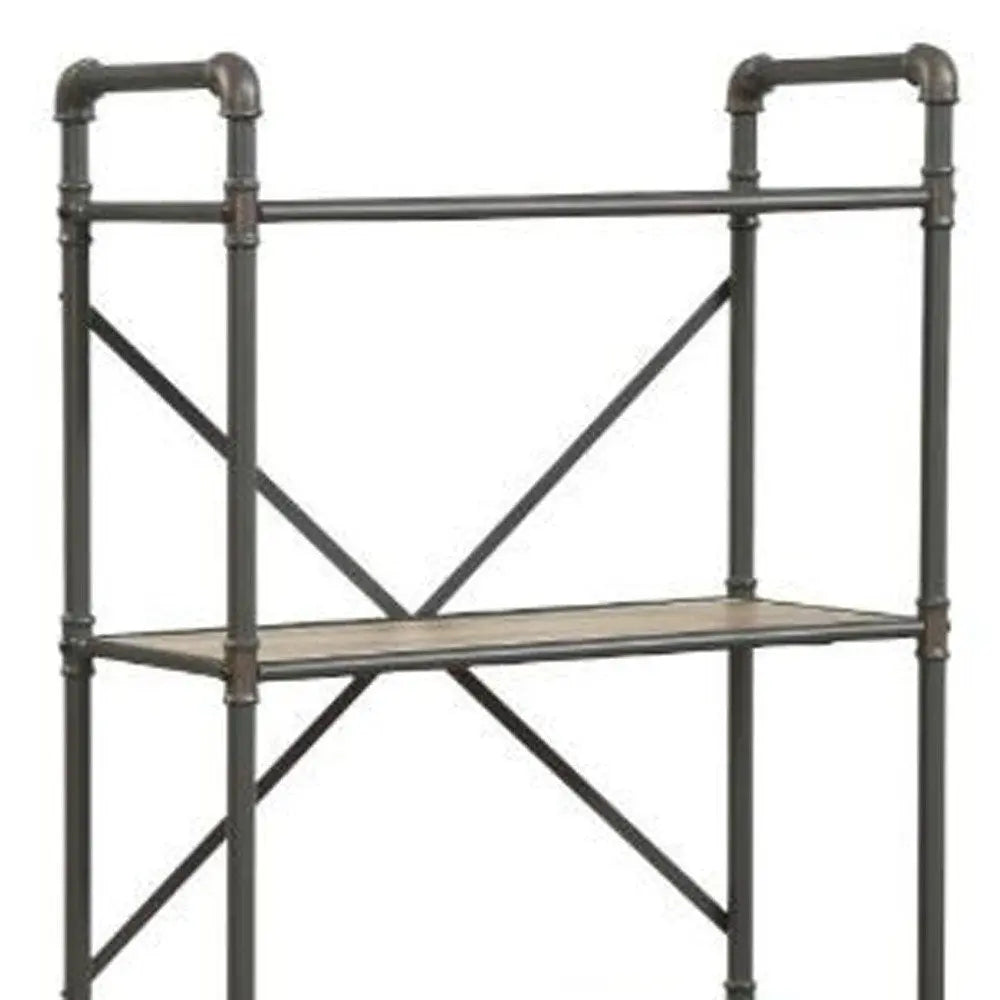 49" Gray Brown Metal Four Tier Etagere Bookcase HomeRoots