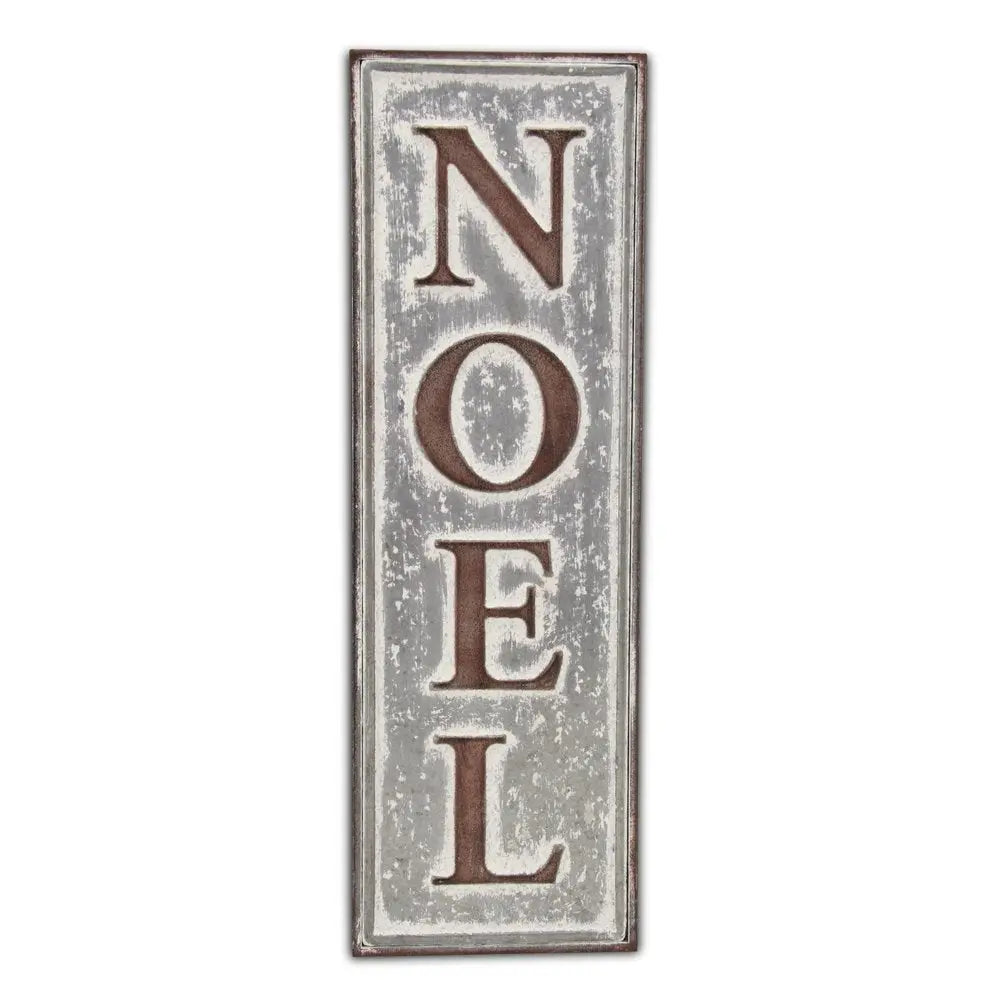 19" X 6" Gray and Brown Christmas Handcrafted Noel Metal Wall Decor HomeRoots