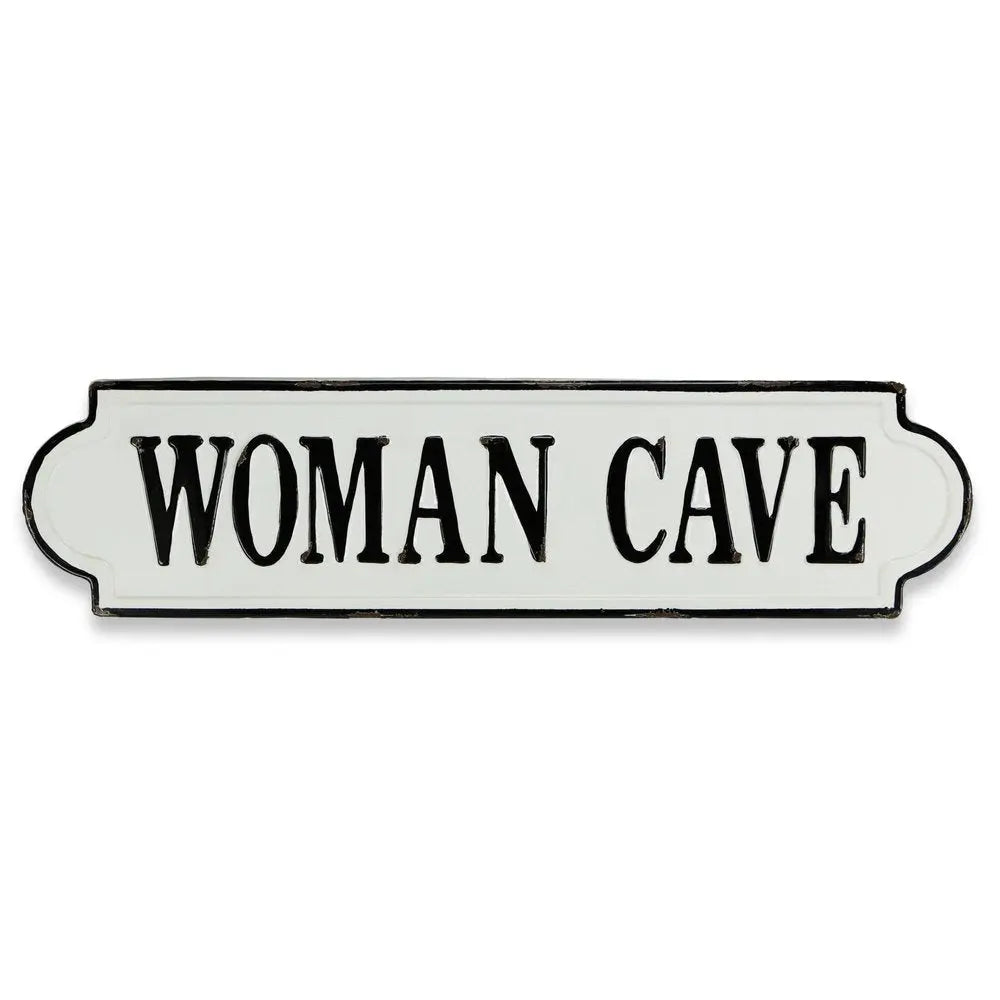 8" X 32" White and Black Woman Cave Metal Wall Decor HomeRoots