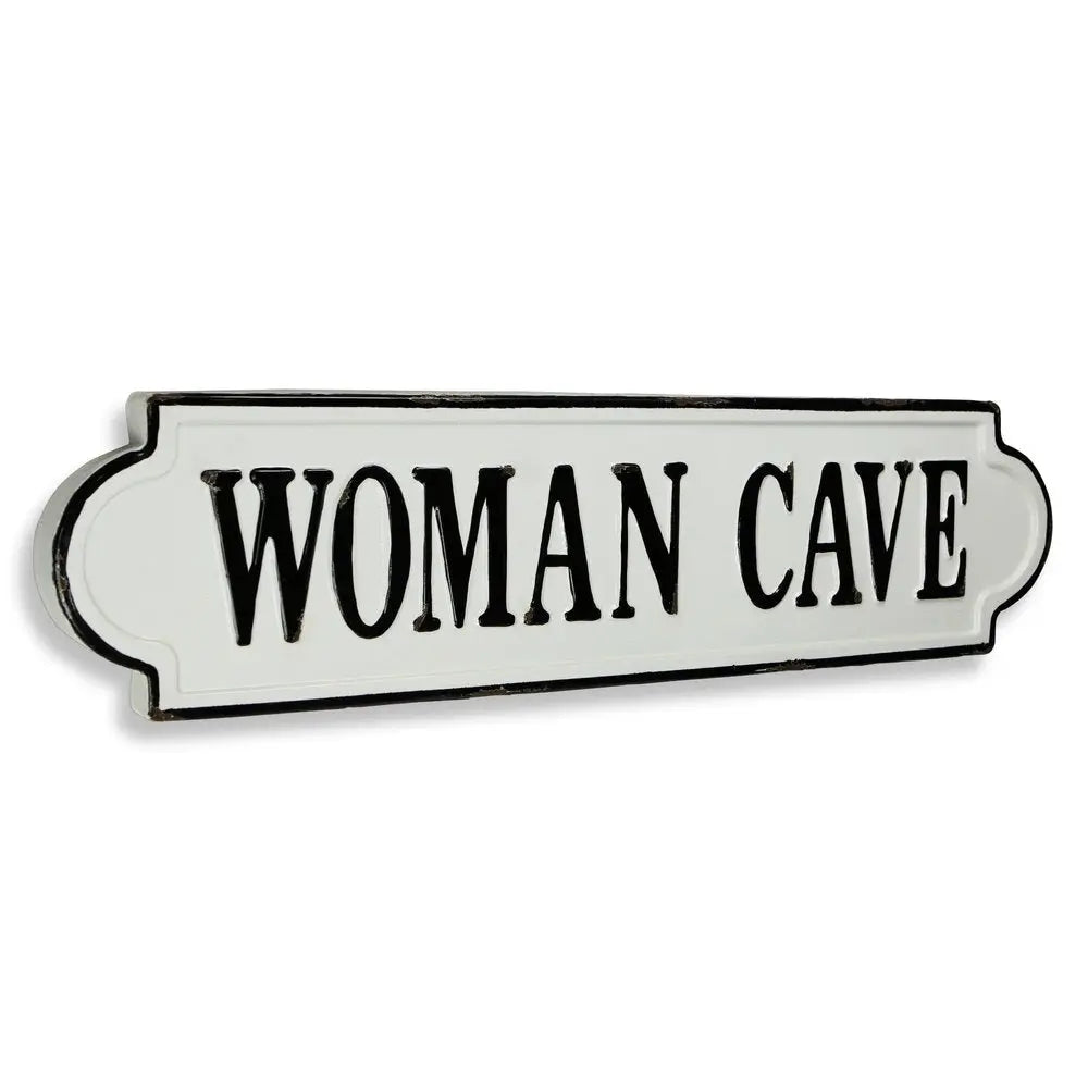 8" X 32" White and Black Woman Cave Metal Wall Decor HomeRoots