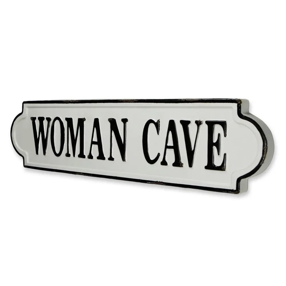 8" X 32" White and Black Woman Cave Metal Wall Decor HomeRoots