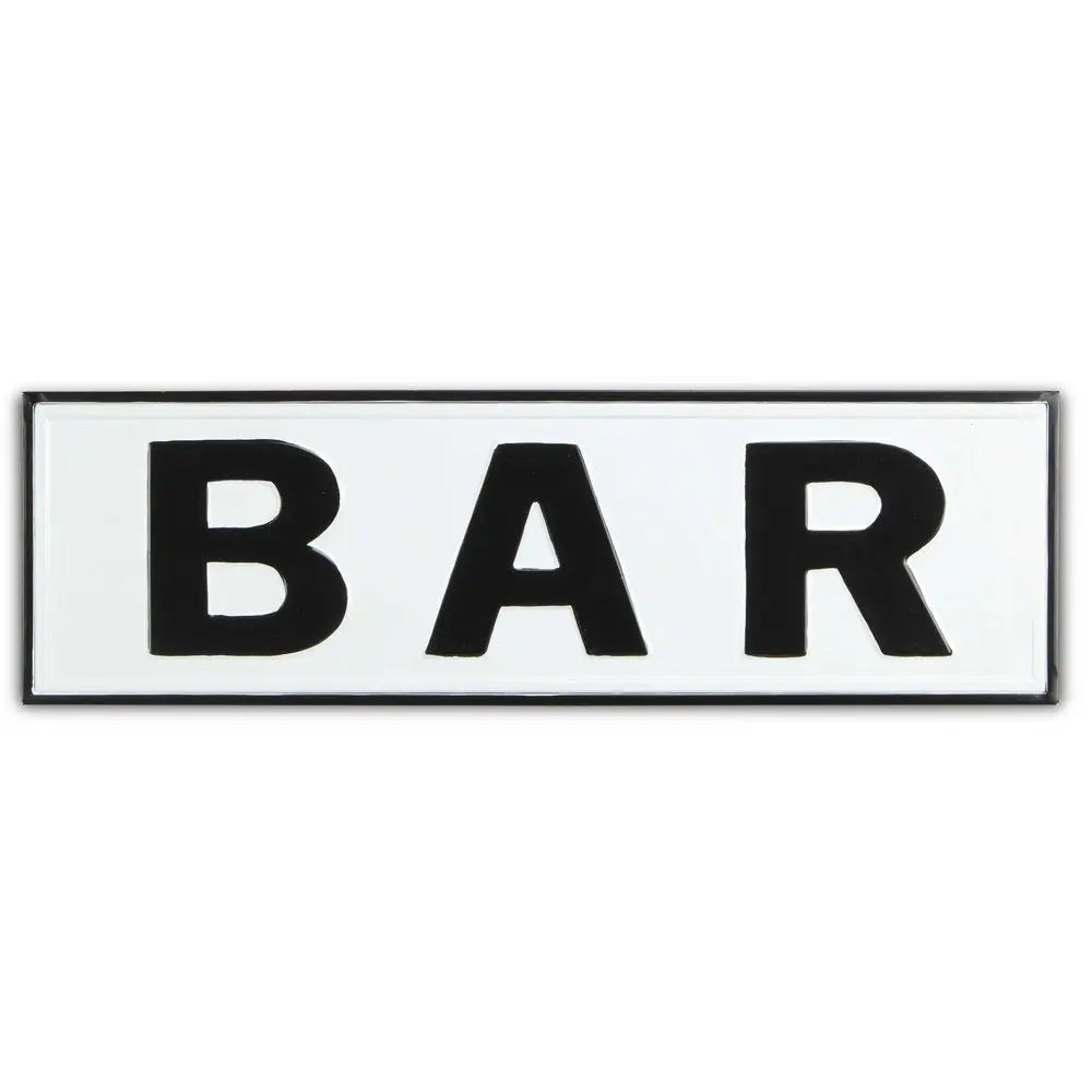 8" X 25" White and Black Handcrafted Bar Metal Wall Decor HomeRoots