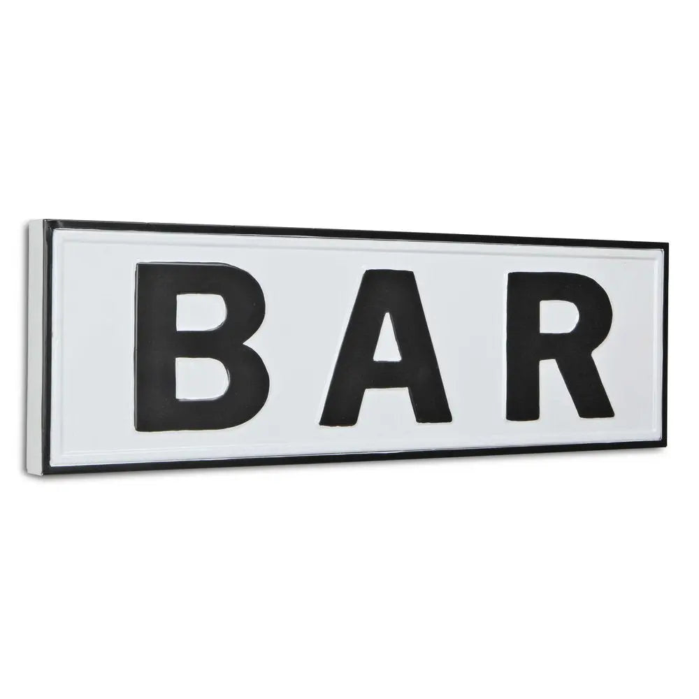 8" X 25" White and Black Handcrafted Bar Metal Wall Decor HomeRoots