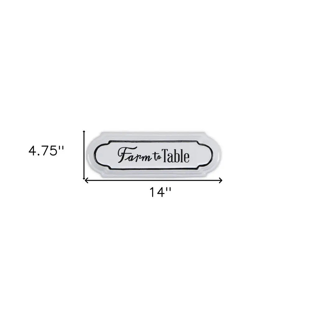 5" X 14" Black and White Farm To Table Metal Wall Decor HomeRoots