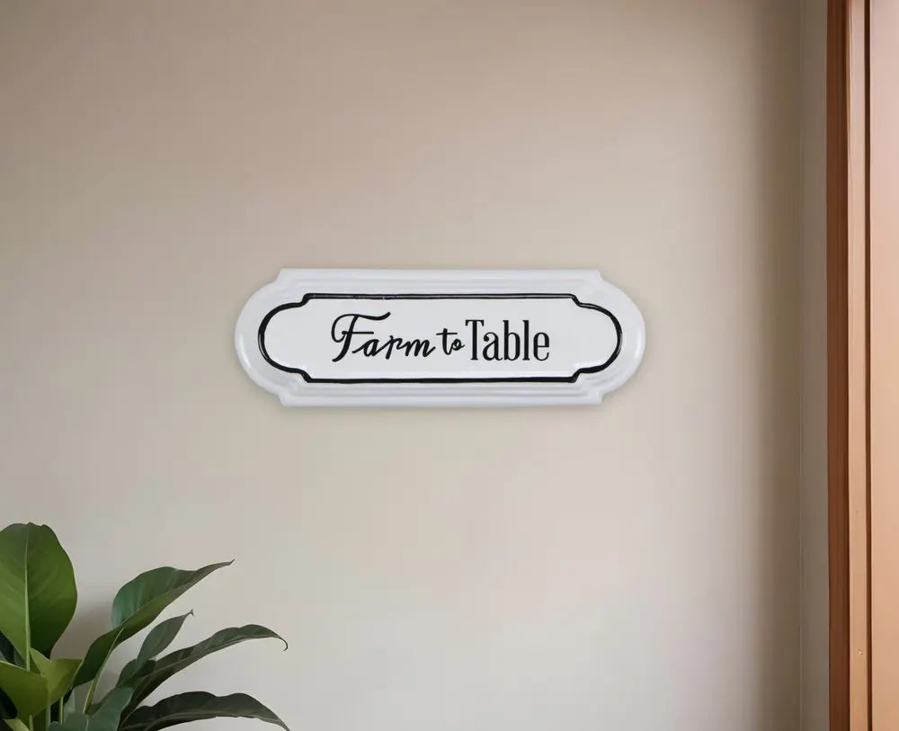 5" X 14" Black and White Farm To Table Metal Wall Decor HomeRoots