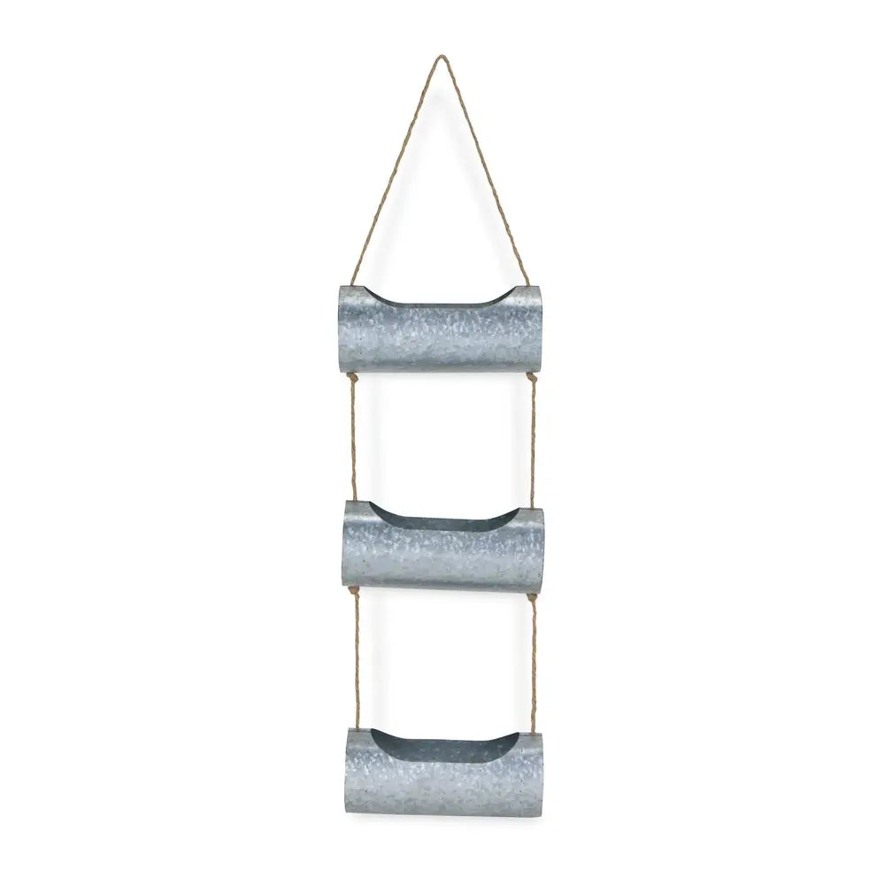 Silver Galvanized Metal Three Tier Hanging Planter HomeRoots
