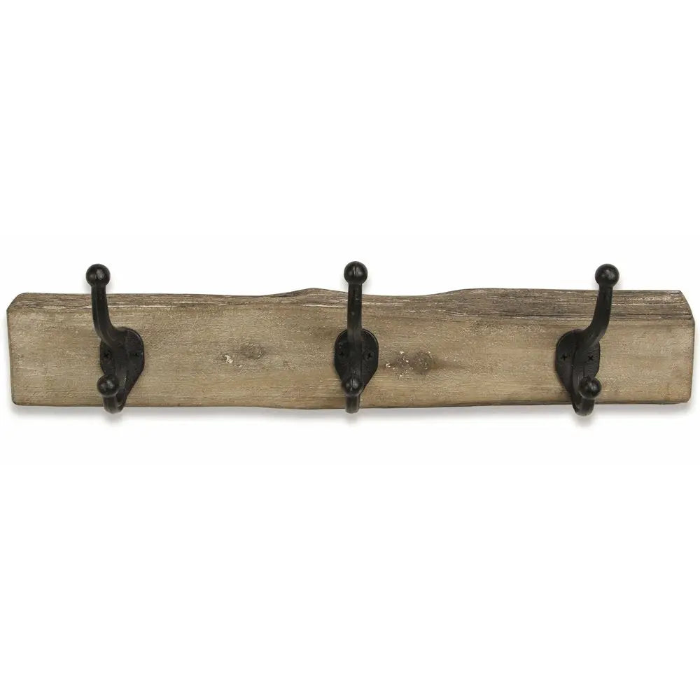 19" Brown Natural Rustic Live Edge Wood Three Hook Wall Mount Coat Rack HomeRoots