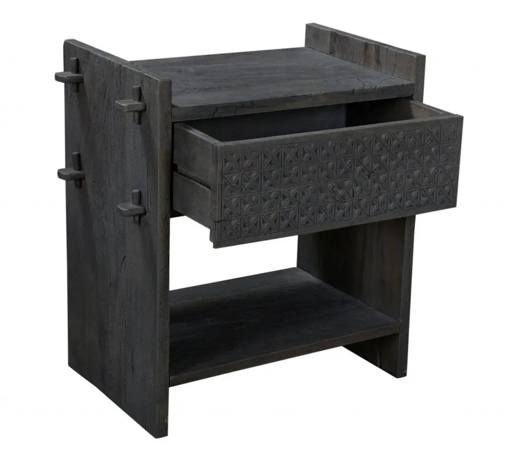 26" Dark Gray One Drawer Nightstand HomeRoots