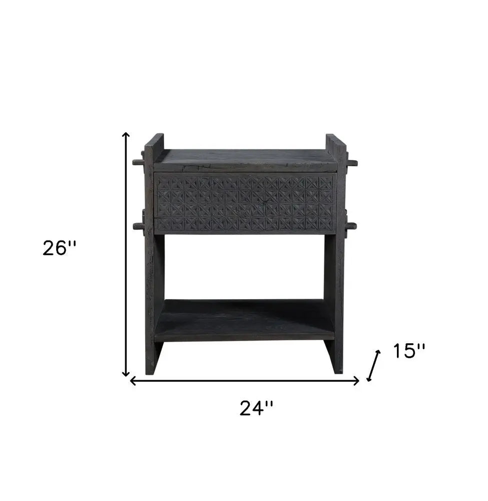 26" Dark Gray One Drawer Nightstand HomeRoots