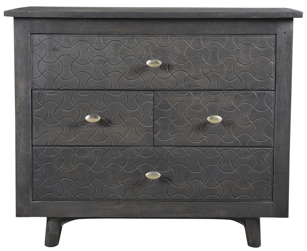 30" Gray Solid Wood Four Drawer Nightstand HomeRoots