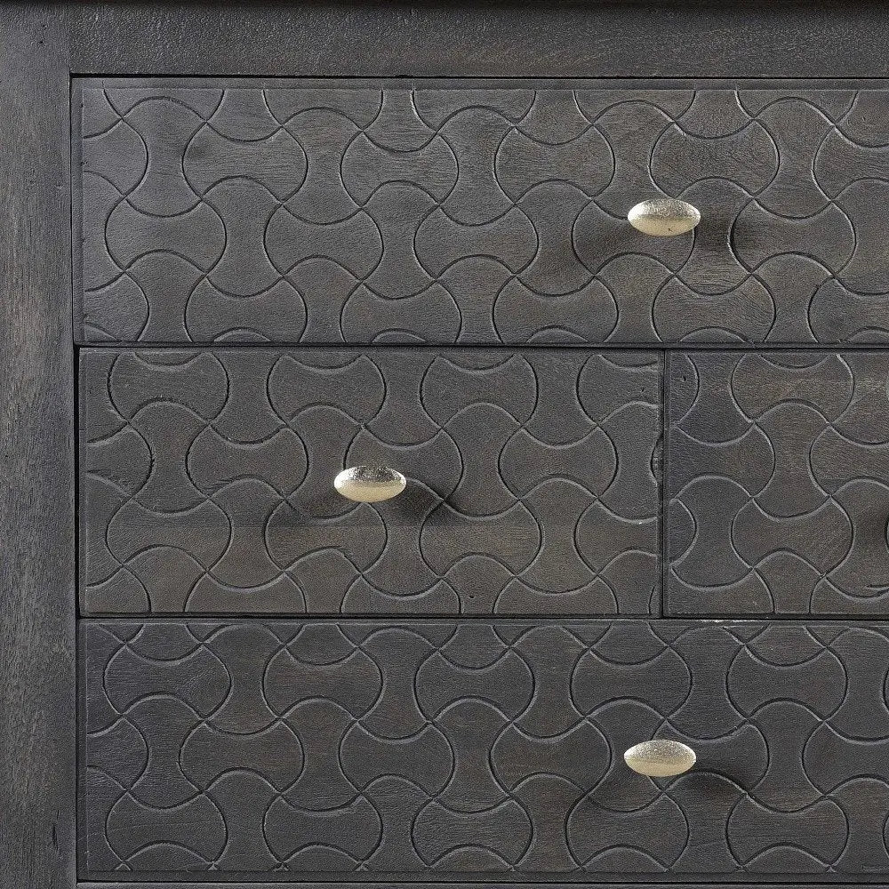 30" Gray Solid Wood Four Drawer Nightstand HomeRoots