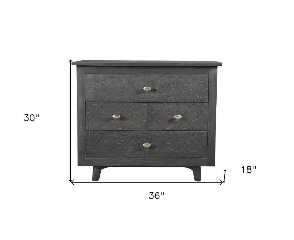 30" Gray Solid Wood Four Drawer Nightstand HomeRoots