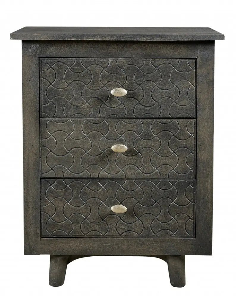 30" Gray Three Drawer Nightstand HomeRoots