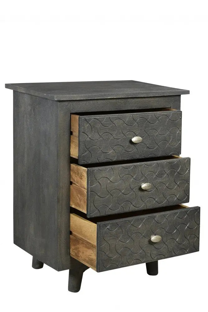 30" Gray Three Drawer Nightstand HomeRoots