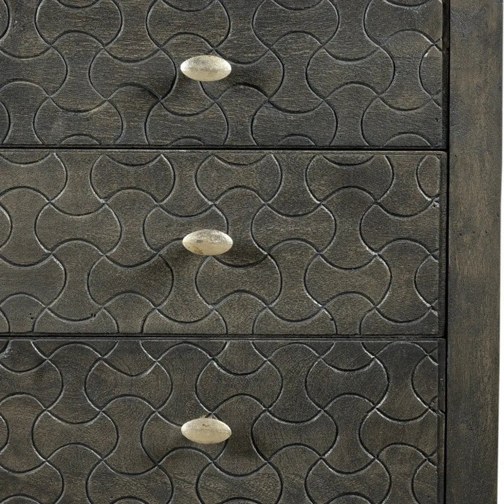 30" Gray Three Drawer Nightstand HomeRoots