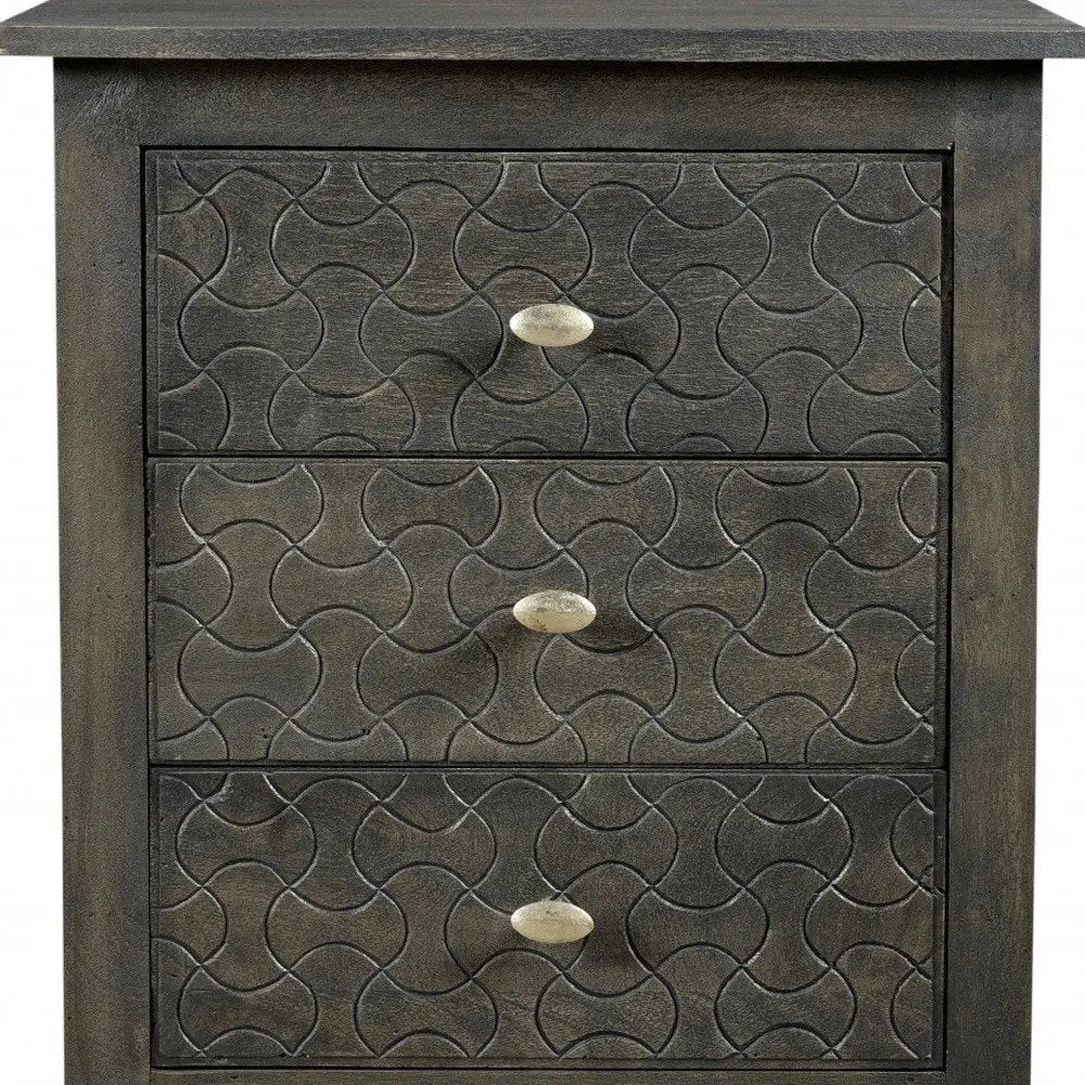 30" Gray Three Drawer Nightstand HomeRoots