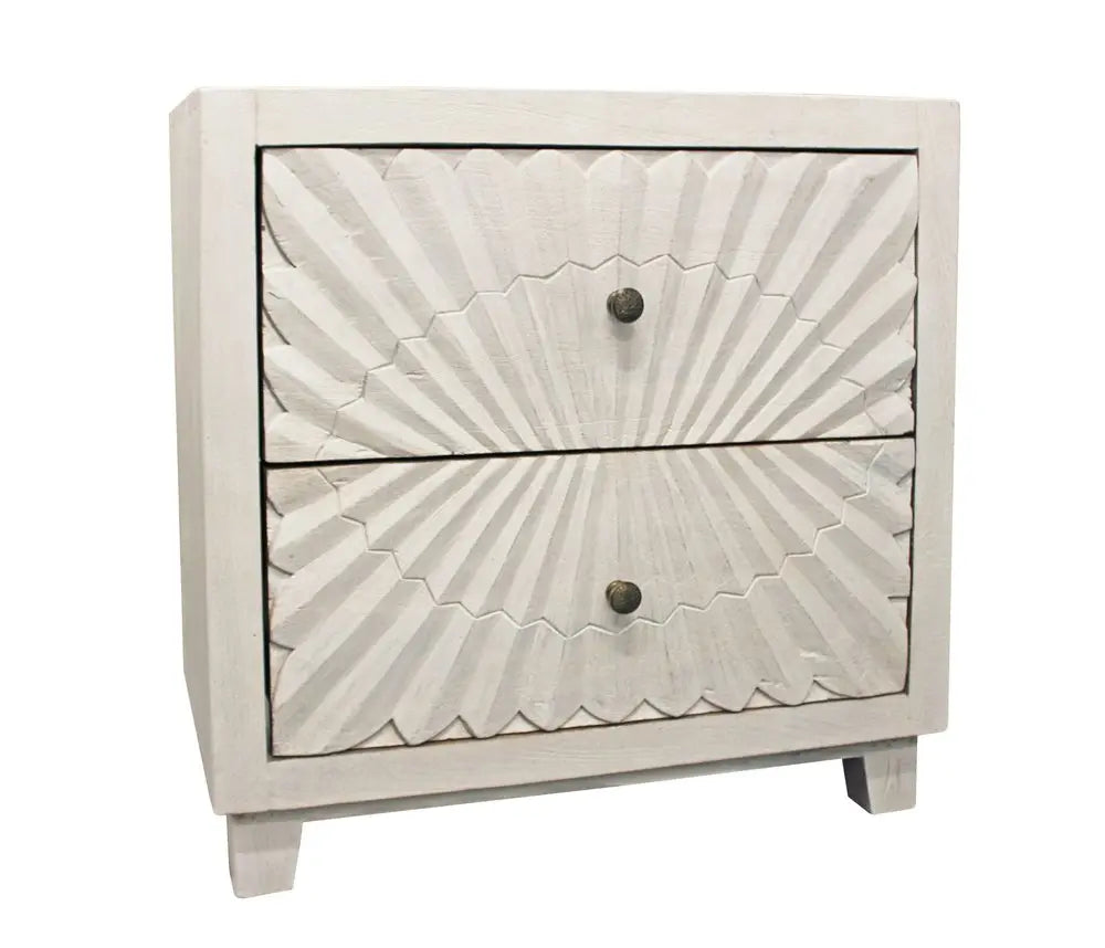 30" Ivory Two Drawer Nightstand HomeRoots