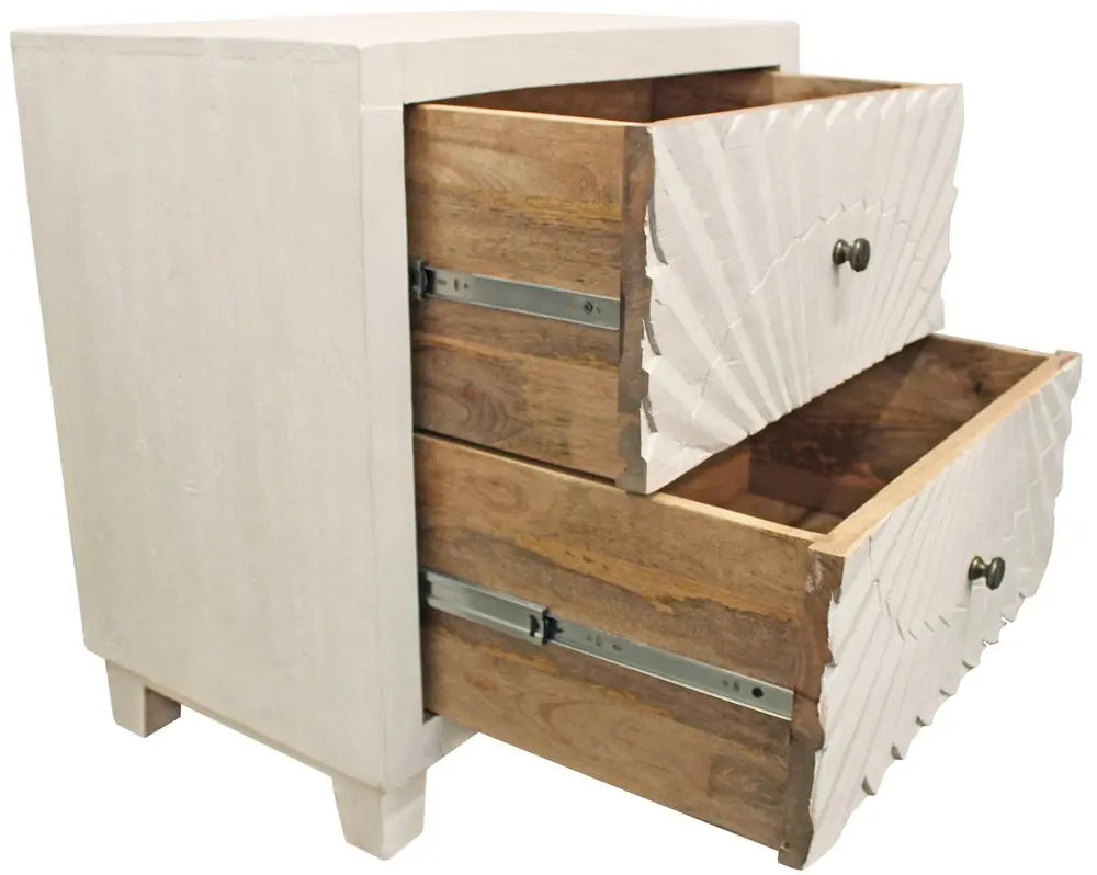 30" Ivory Two Drawer Nightstand HomeRoots