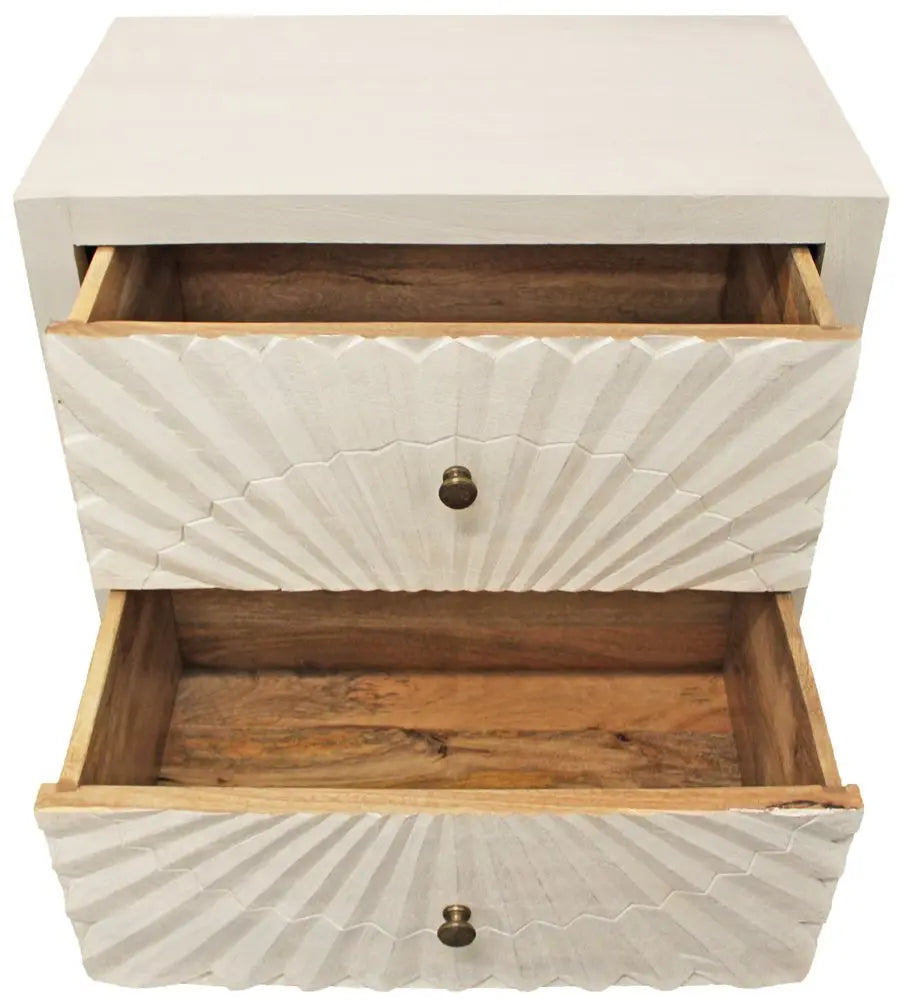 30" Ivory Two Drawer Nightstand HomeRoots