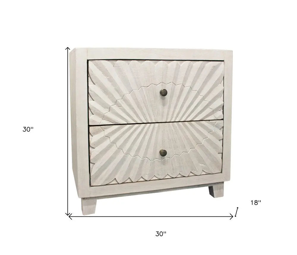 30" Ivory Two Drawer Nightstand HomeRoots