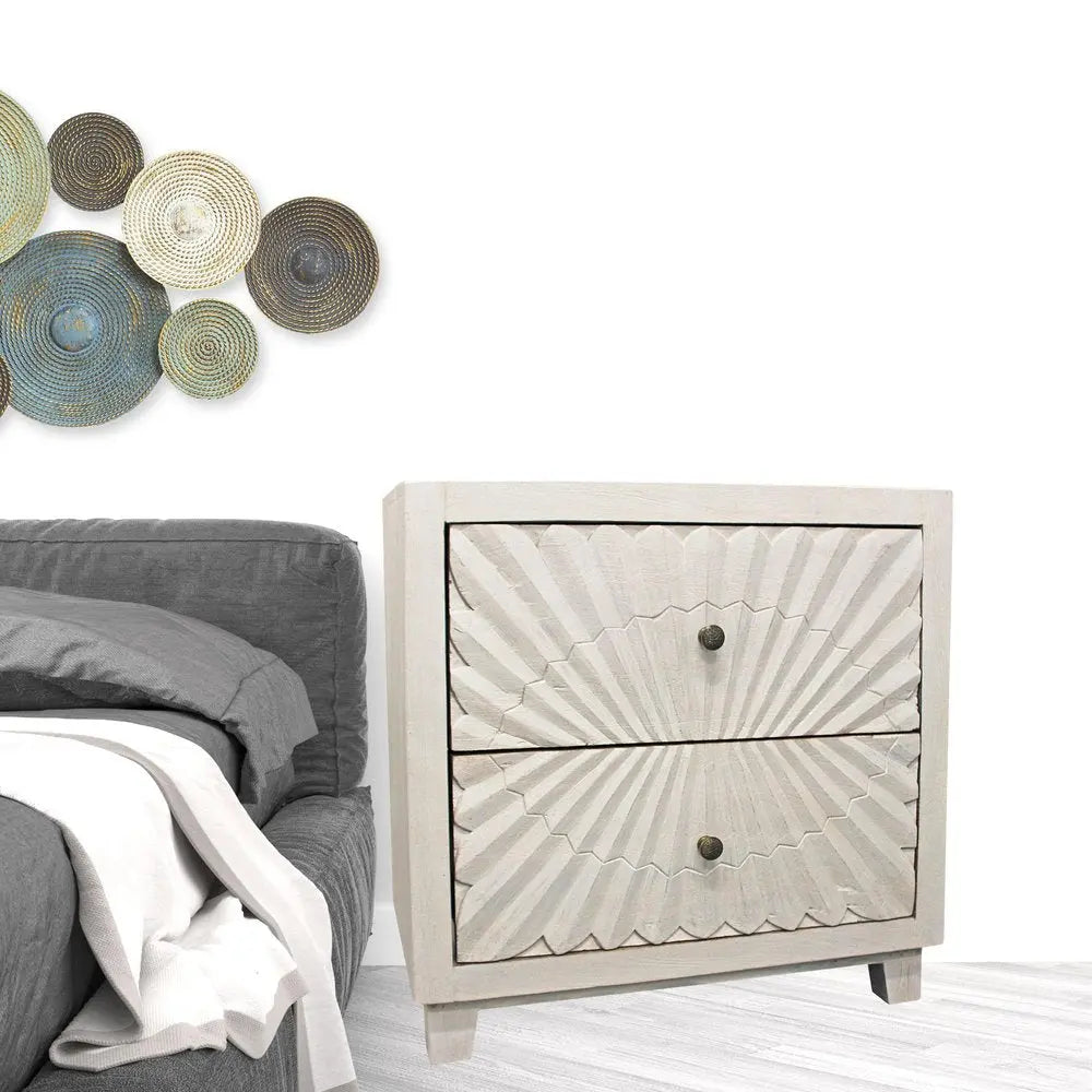 30" Ivory Two Drawer Nightstand HomeRoots