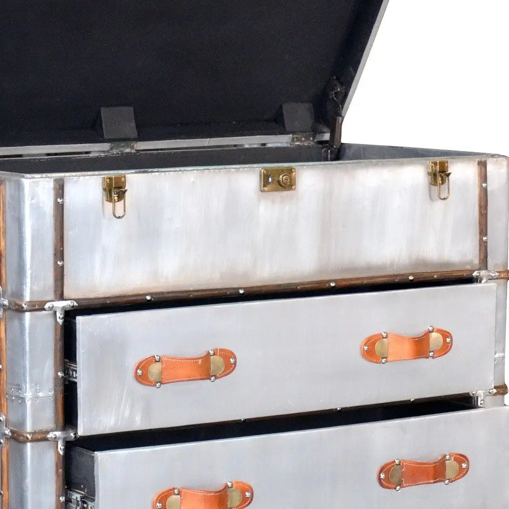 42" Silver Aluminum Four Drawer Dresser HomeRoots