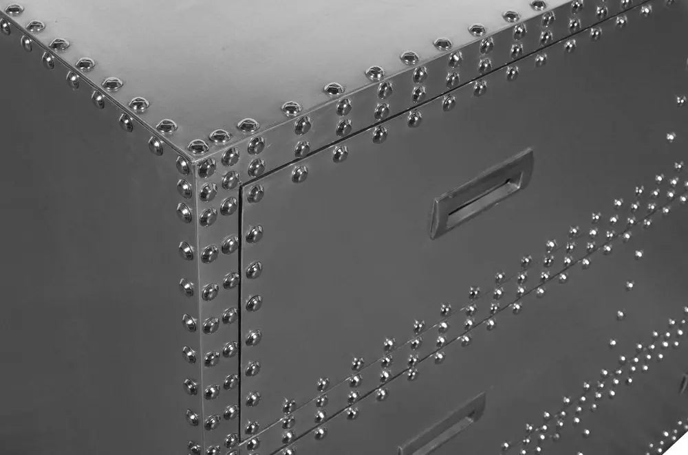 42" Silver Aluminum Three Drawer Dresser HomeRoots