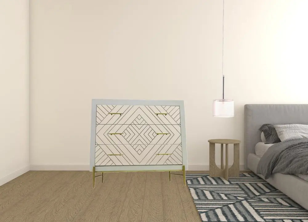 38" Ivory Solid Wood Three Drawer Dresser HomeRoots