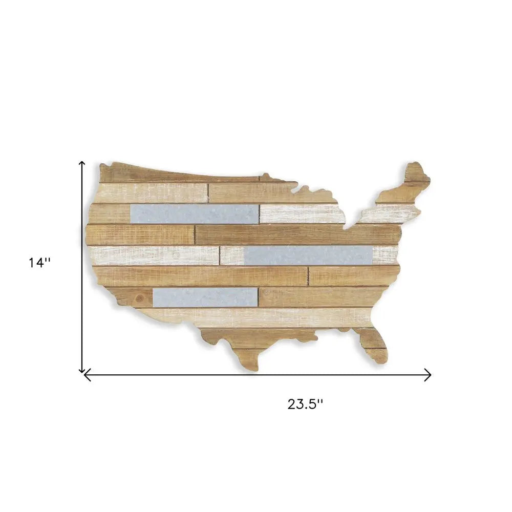 14" X 24" Brown and Gray Wood and Metal Hanging Dimensional Sculpture HomeRoots