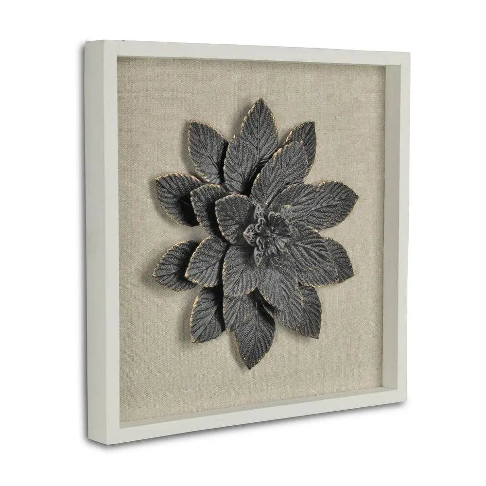 12" X 13" Black And Gold Flower Wood and Metal Wall Decor HomeRoots