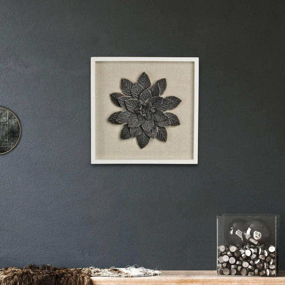 12" X 13" Black And Gold Flower Wood and Metal Wall Decor HomeRoots