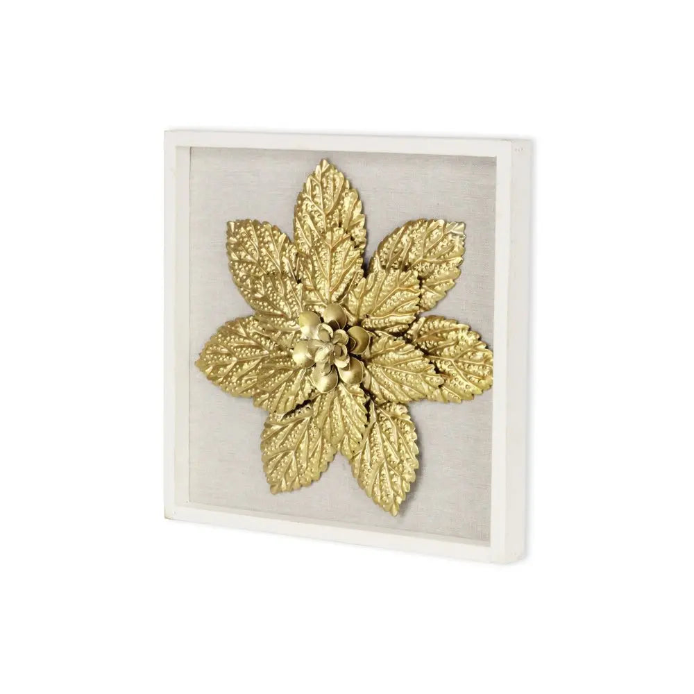 12" X 13" Gold Flower Wood and Metal Wall Decor HomeRoots