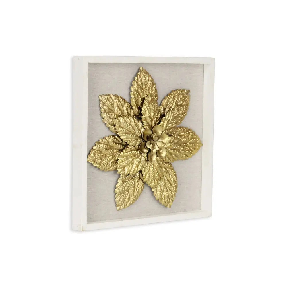 12" X 13" Gold Flower Wood and Metal Wall Decor HomeRoots