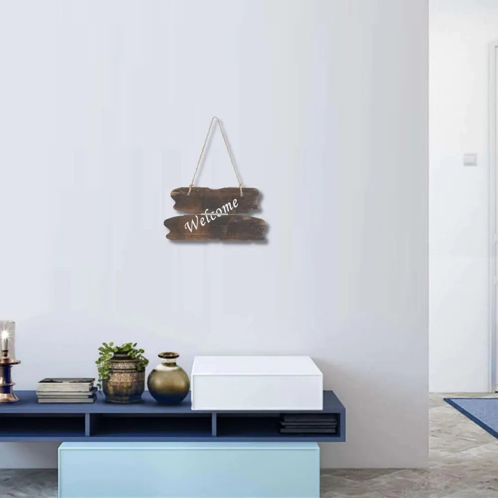 6" X 12" Brown Welcome Wood Wall Decor HomeRoots