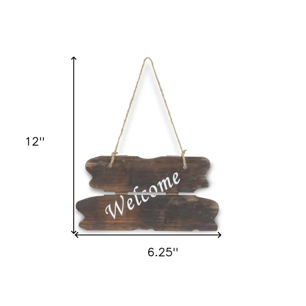 6" X 12" Brown Welcome Wood Wall Decor HomeRoots