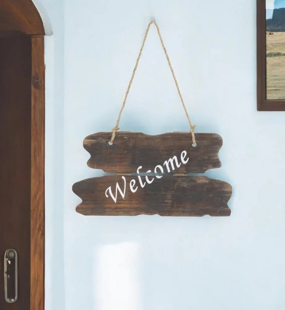6" X 12" Brown Welcome Wood Wall Decor HomeRoots