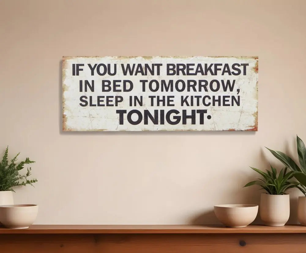 9" X 24" White and Black If You Want Breakfast Wood Wall Decor HomeRoots