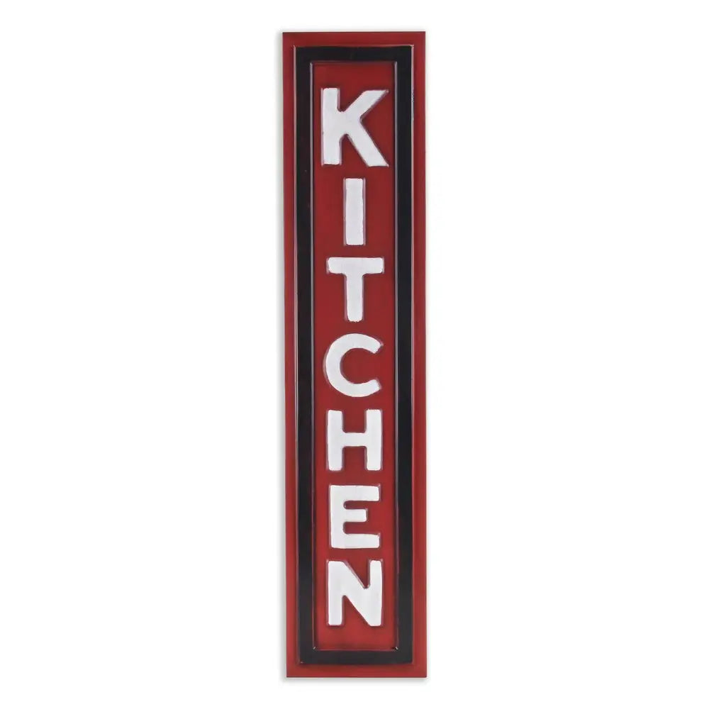 37" X 8" Red and White Kitchen Metal Wall Decor HomeRoots