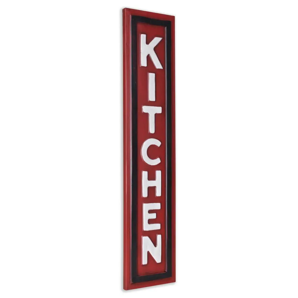 37" X 8" Red and White Kitchen Metal Wall Decor HomeRoots