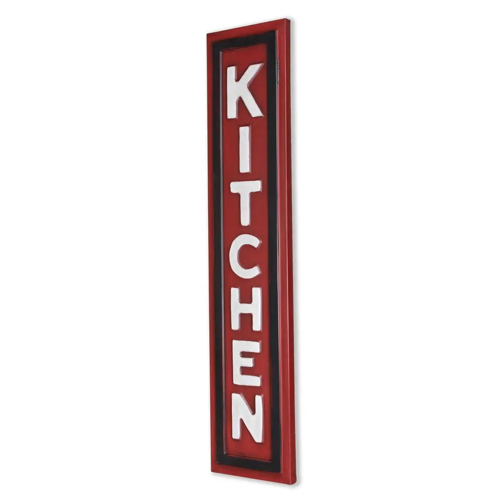 37" X 8" Red and White Kitchen Metal Wall Decor HomeRoots
