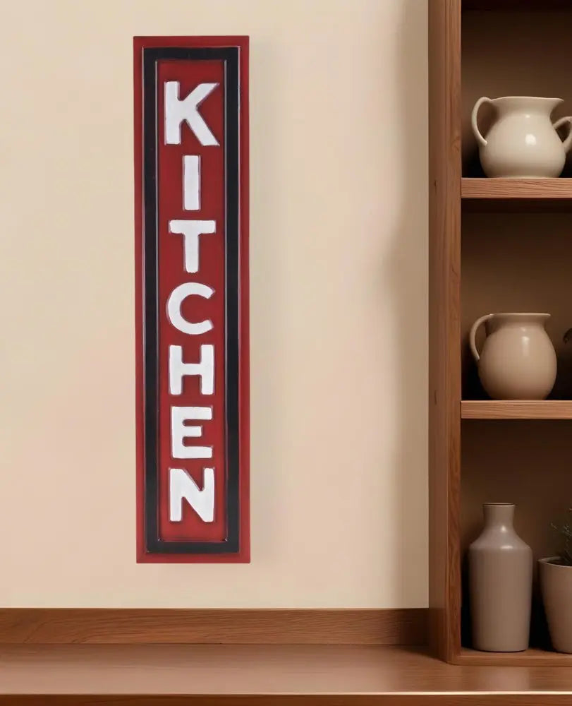 37" X 8" Red and White Kitchen Metal Wall Decor HomeRoots