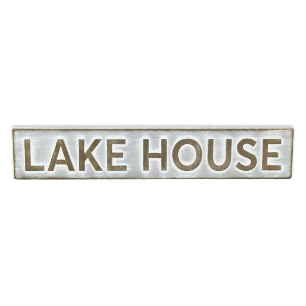 5" X 24" Gray and Brown Lake House Metal Wall Decor HomeRoots