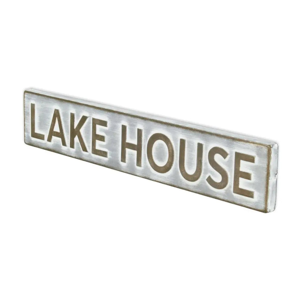 5" X 24" Gray and Brown Lake House Metal Wall Decor HomeRoots