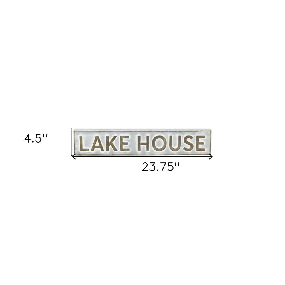 5" X 24" Gray and Brown Lake House Metal Wall Decor HomeRoots